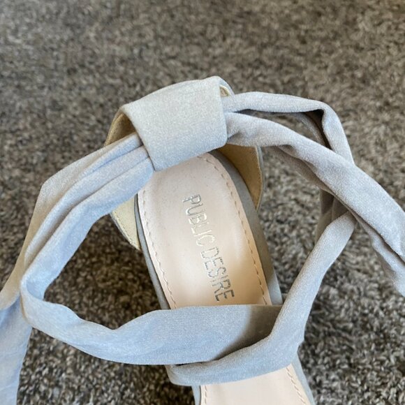 Gray Public Desire Lace Up Platform Heels - Picture 3 of 4